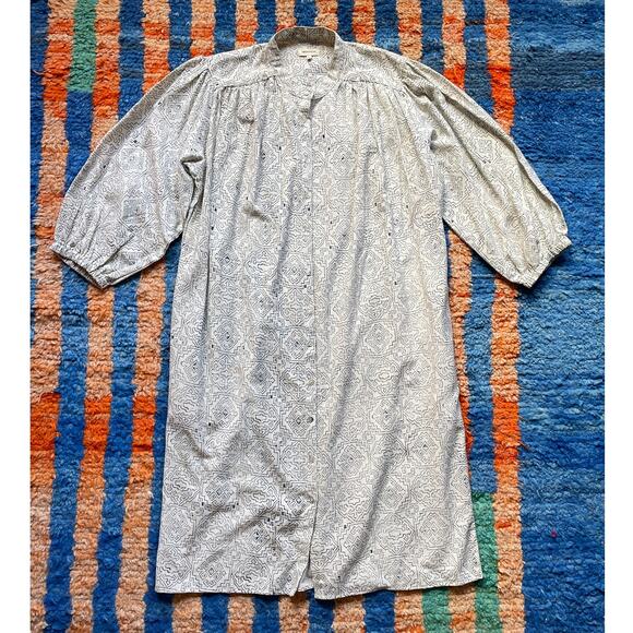 Umber & Ochre Samira Tunic Dress Sz L Natural Tile Block Boho Minimal Cotton - Picture 1 of 8